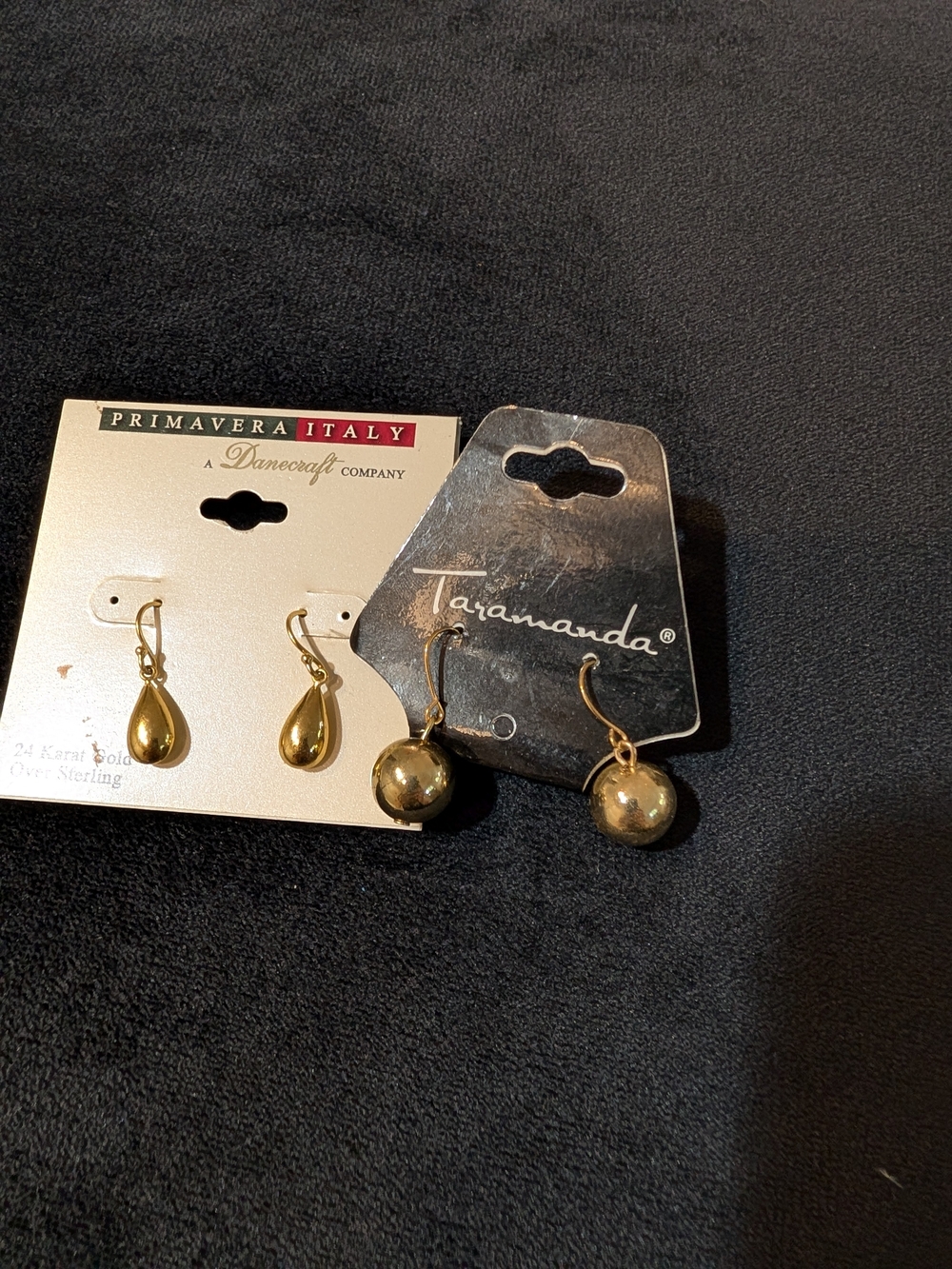 Primavera Italy Gold Tone Drop Earrings - Taramanda Gold Tone Ball Earrings